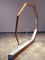 Large wooden sculpture in form of an angular spiral