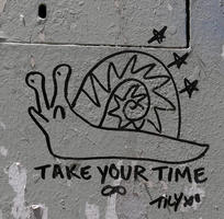 Snail with text beneath: Take your time ∞