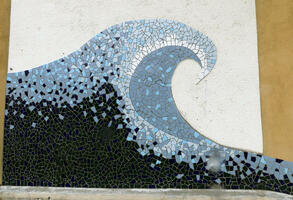 Wave made of irregular mosaic tiles