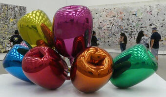 Large “tulips” made of stainless steel with transparent color coating