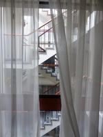 Hotel staircase visible from kitchen window