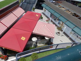 Colorful awnings from above