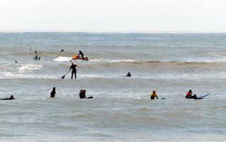 Surfers waiting for wave