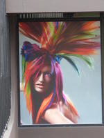 Woman with multicolored 
hair style