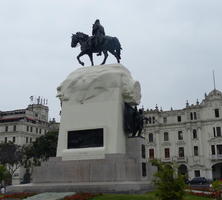 Monument to soldiers; has man on horseback