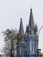 Blue church towers