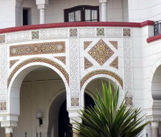 Moorish design on front of building