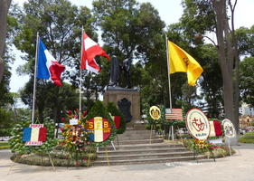 Memorial w. flags of several countries