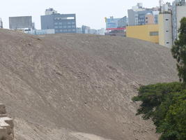 Unrestored area; large dirt hill
