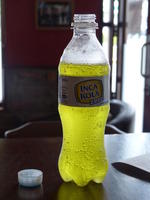 Yellow soda in plastic bottle