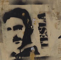 Stencil of Nikola Tesla on wall