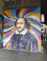 shakespeare painted on brick wall