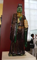 Glazed Chinese sculpture of guardian of hell with green face