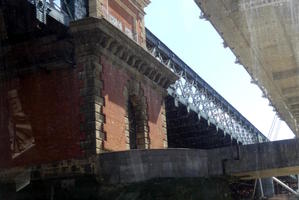 Red brick bridge support