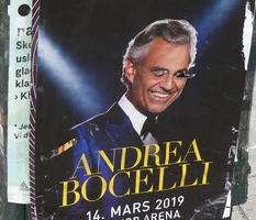 Poster of Andrea Bocelli with eyes torn out