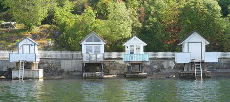 Four small cabins on stilts