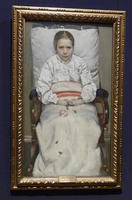 Painting of sick child in bed