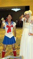 Two men in drag as female anime characters