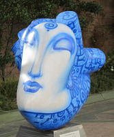 Buddha face in blue