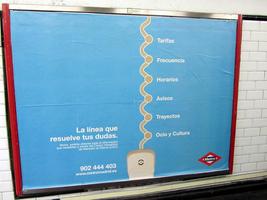 Poster showing a computer mouse with a “train line diagram” as its cord