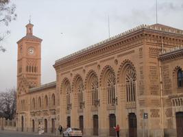 Exterior Toledo train station showing clock tower at left and station at right
