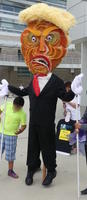 Large papier-mache effigy of DJT