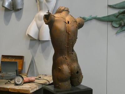 bronze cast in studio