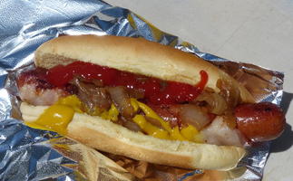 Bacon-wrapped hot dog