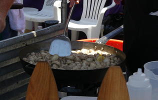 Large pan of mushrooms