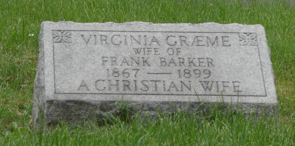 Virgiania Graeme / Wife of Frank Barker / 1867-1899 / A Christian Wife
