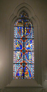 Stained glass with religious figures
