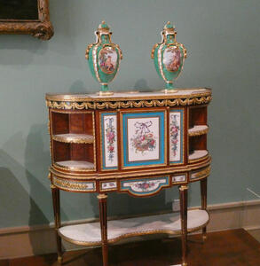 Cabinet in style of 1700-1800s with painted vases on top