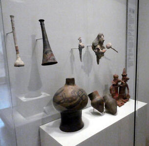 Pre-columbian wind instruments and figurines