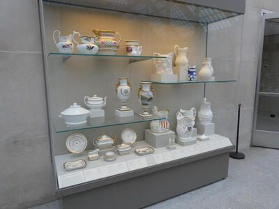 Porcelain dishes, pitchers, servingware