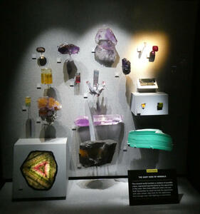 Iridescent, green, purple, and other colored minerals