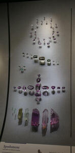 Gemstones and mineral samples of purple spodumene