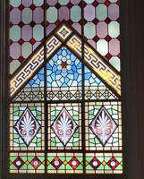 Stained glass window, geometric motif