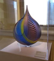 3-d teardrop-shaped multi-color glass sculpture