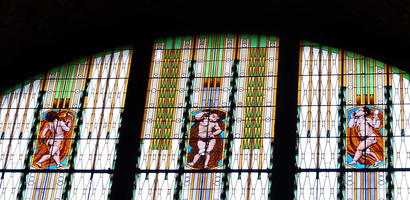 Stained glass with human figures