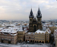 View of Prague; older church in foreground