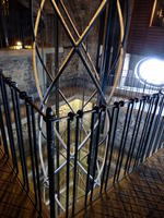 Interior tower showing elevator framework in helix shape