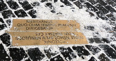 Plaque of meridian line that once marked the limit of Prague