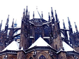 Side view of spires of cathedral
