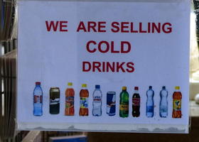 Sign: “We are selling cold drinks”