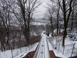 Downhill view of funicular tracks