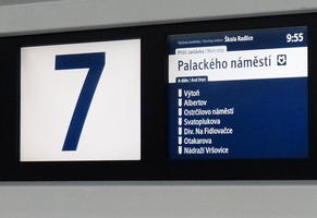 LCD showing tram stops and tram number