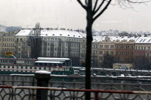 Buildings across river as seen from tram