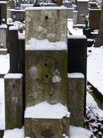 Stone marker, unreadable due to fading from age