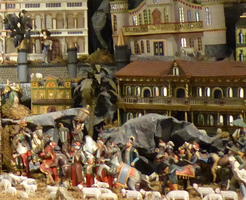 Detail of 3-d Nativity showing whole town of Bethlehem