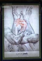 Poster showing pencil drawing of interlocked hands